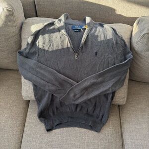 Polo by Ralph Lauren Men's Pima Cotton Charcoal Zip-Up Sweater